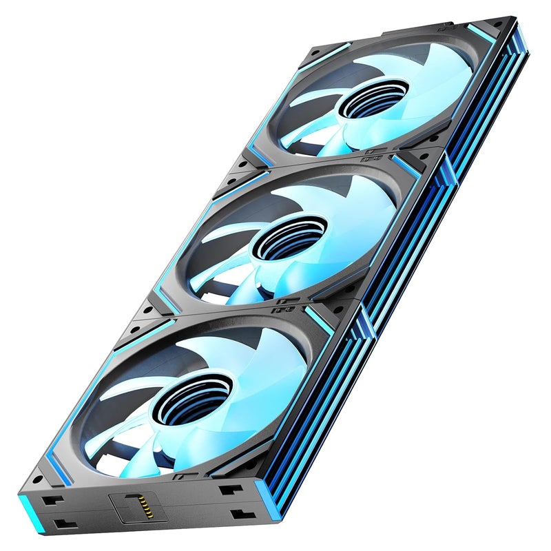 Jungle Leopard Interstellar V2 120mm Case Fan Infinity Mirror Module Daisy-Chain ARGB Fan Triple Pack with Controller Suitable for Computer Case & 360mm AIO Cooler(Black-3pack) - Image 1